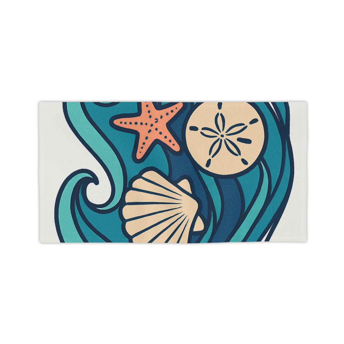 Coastal Beach Towels with Sea Shells and Starfish Design | Perfect for Summer, Pool Days, Gifts, Beach Vacations, Home Decor