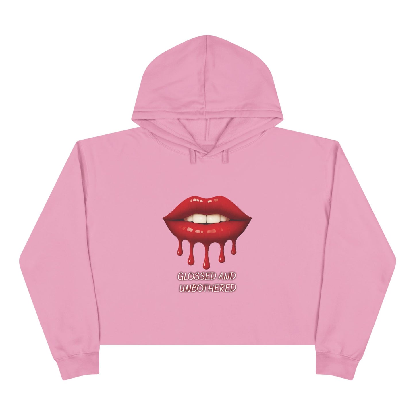 Chic Crop Hoodie with Dripping Lip Design, Trendy Streetwear, Casual Layering, Perfect for Parties, Gift for Fashion Lovers