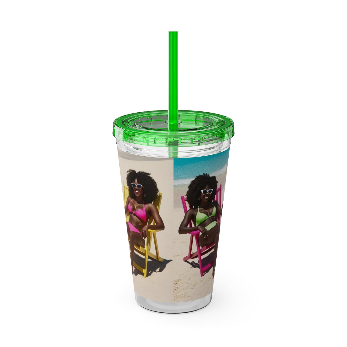 Girls Trip Tumbler with Straw - 16oz Summer Travel Cup