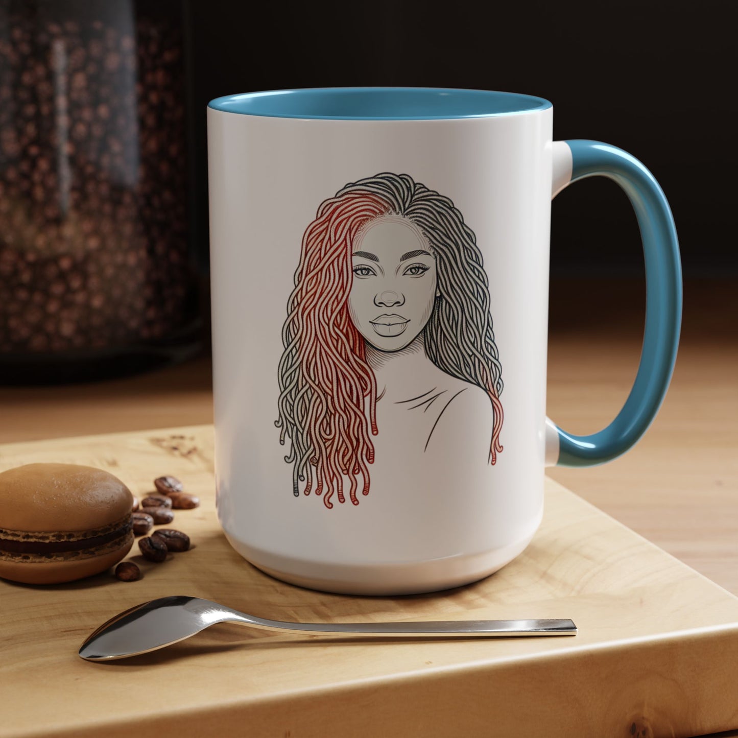 Artistic Accent Coffee Mug. Afrocentric Gift Afro Hair Black American African Girl