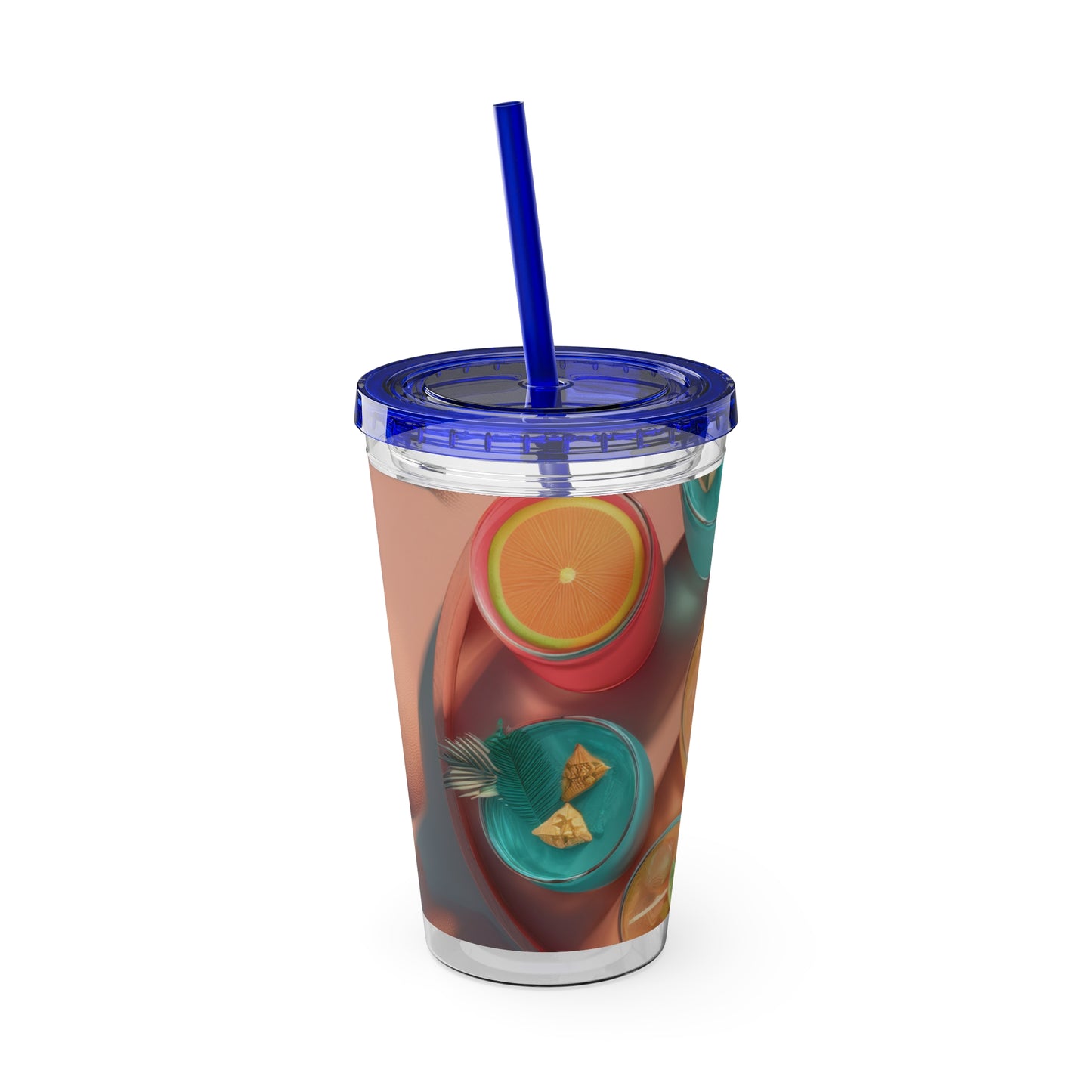 Colorful Sunsplash Tumbler with Straw, Drinkware for Summer, Travel Mug, Gift for Beach Lovers, Reusable Cup, Hydration Essential