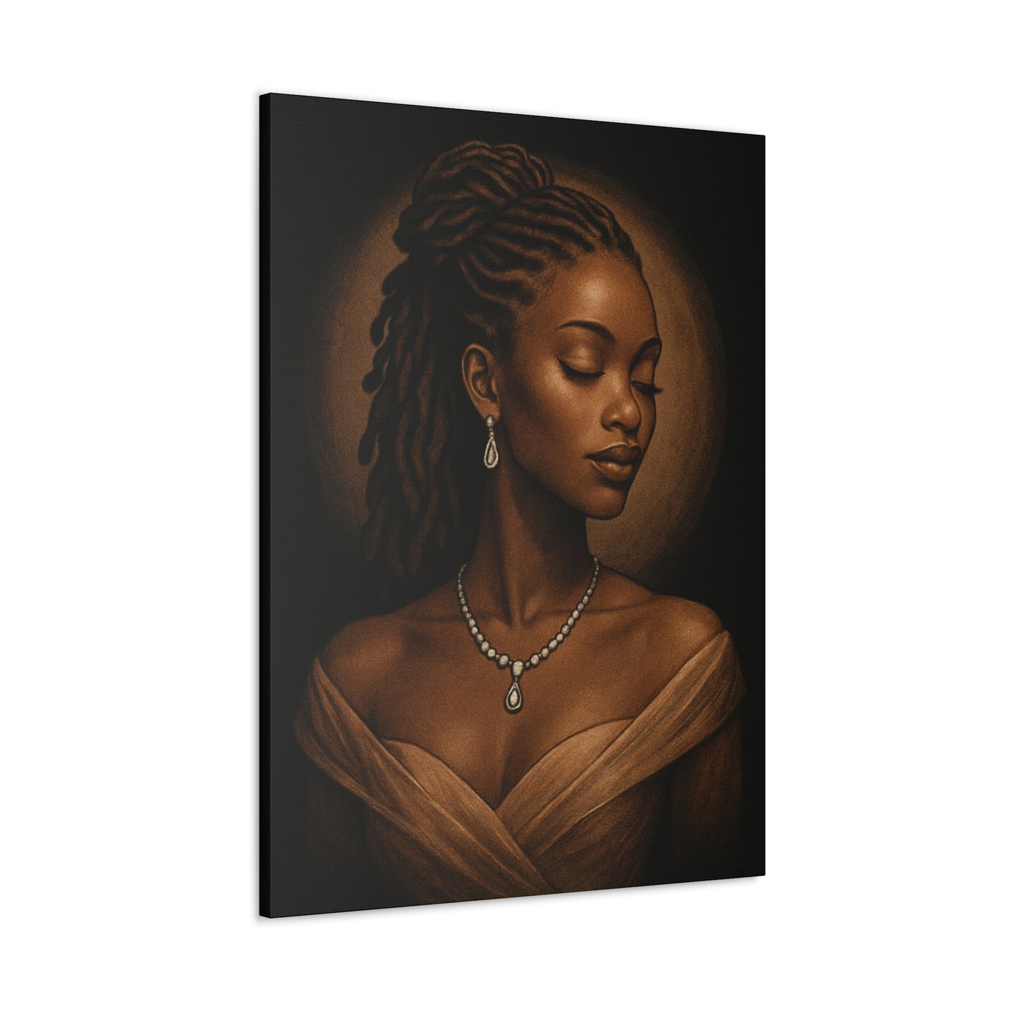Elegant Wall Art Print, Black Woman Portrait, Home Decor, Inspirational Art, Gift for Her, Canvas Artwork