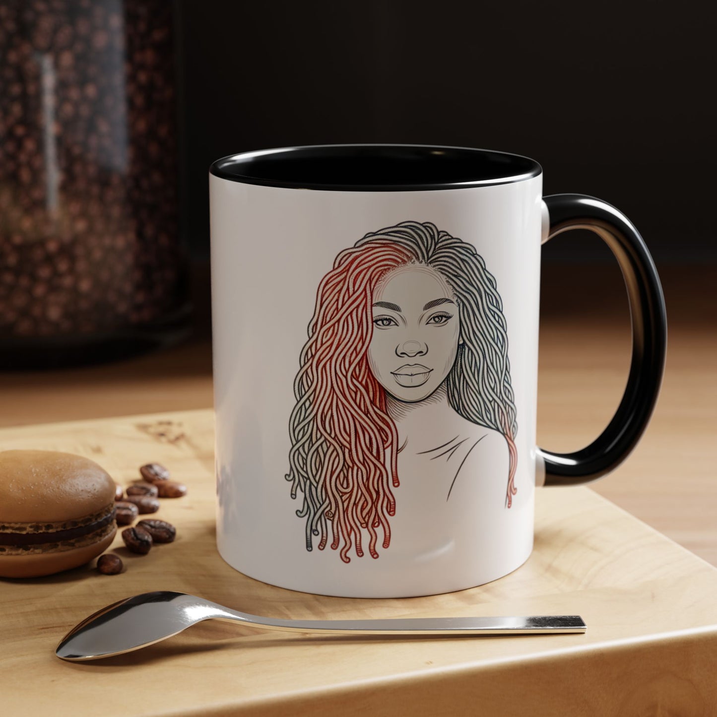 Artistic Accent Coffee Mug. Afrocentric Gift Afro Hair Black American African Girl