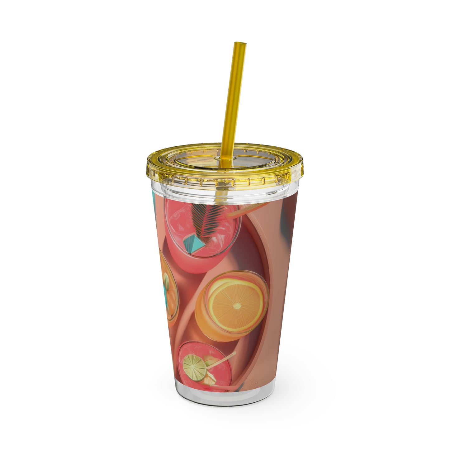 Colorful Sunsplash Tumbler with Straw, Drinkware for Summer, Travel Mug, Gift for Beach Lovers, Reusable Cup, Hydration Essential