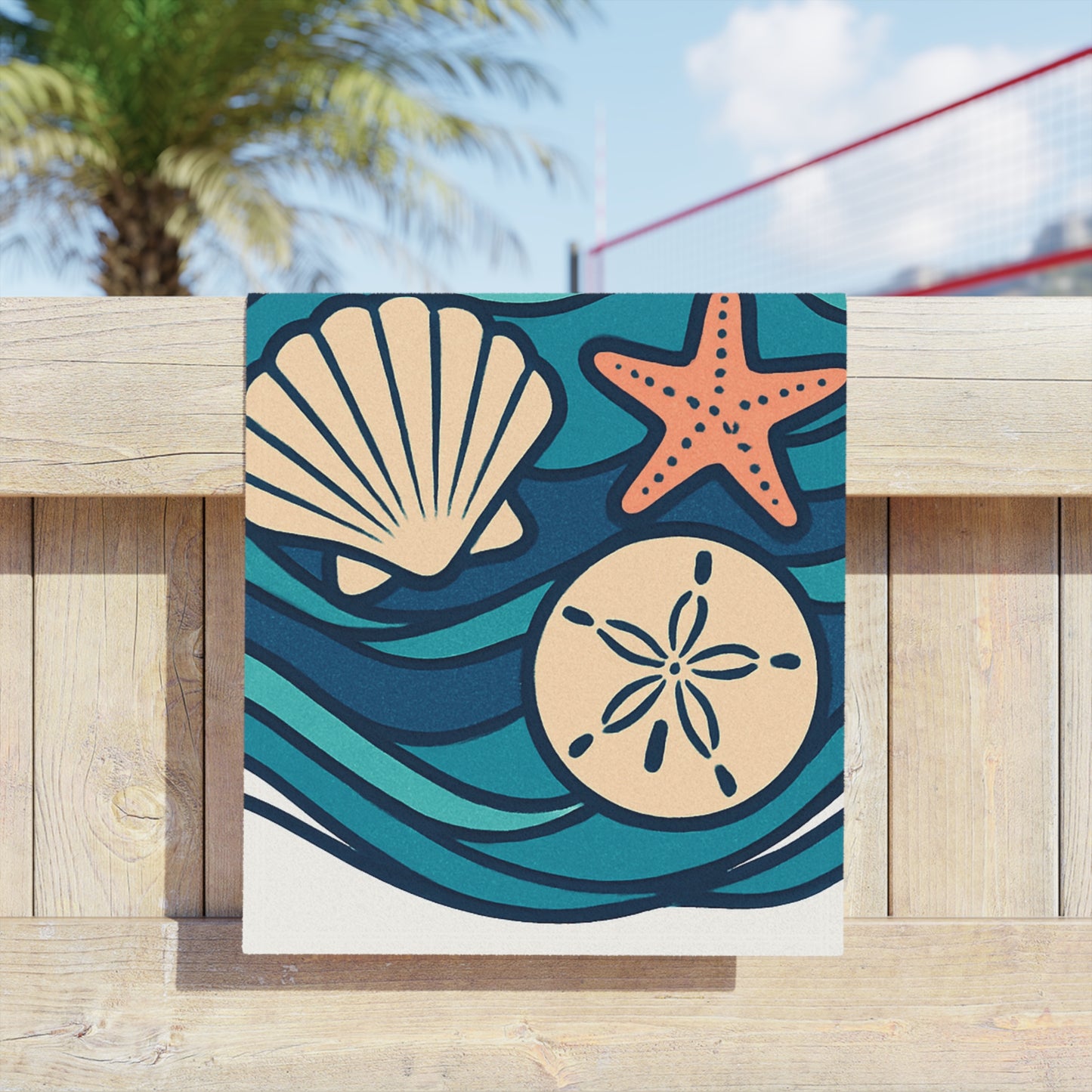Coastal Beach Towels with Sea Shells and Starfish Design | Perfect for Summer, Pool Days, Gifts, Beach Vacations, Home Decor