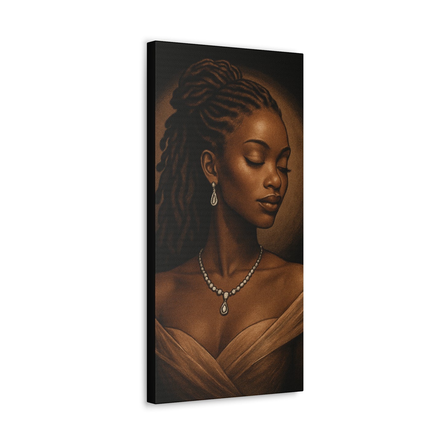 Elegant Wall Art Print, Black Woman Portrait, Home Decor, Inspirational Art, Gift for Her, Canvas Artwork