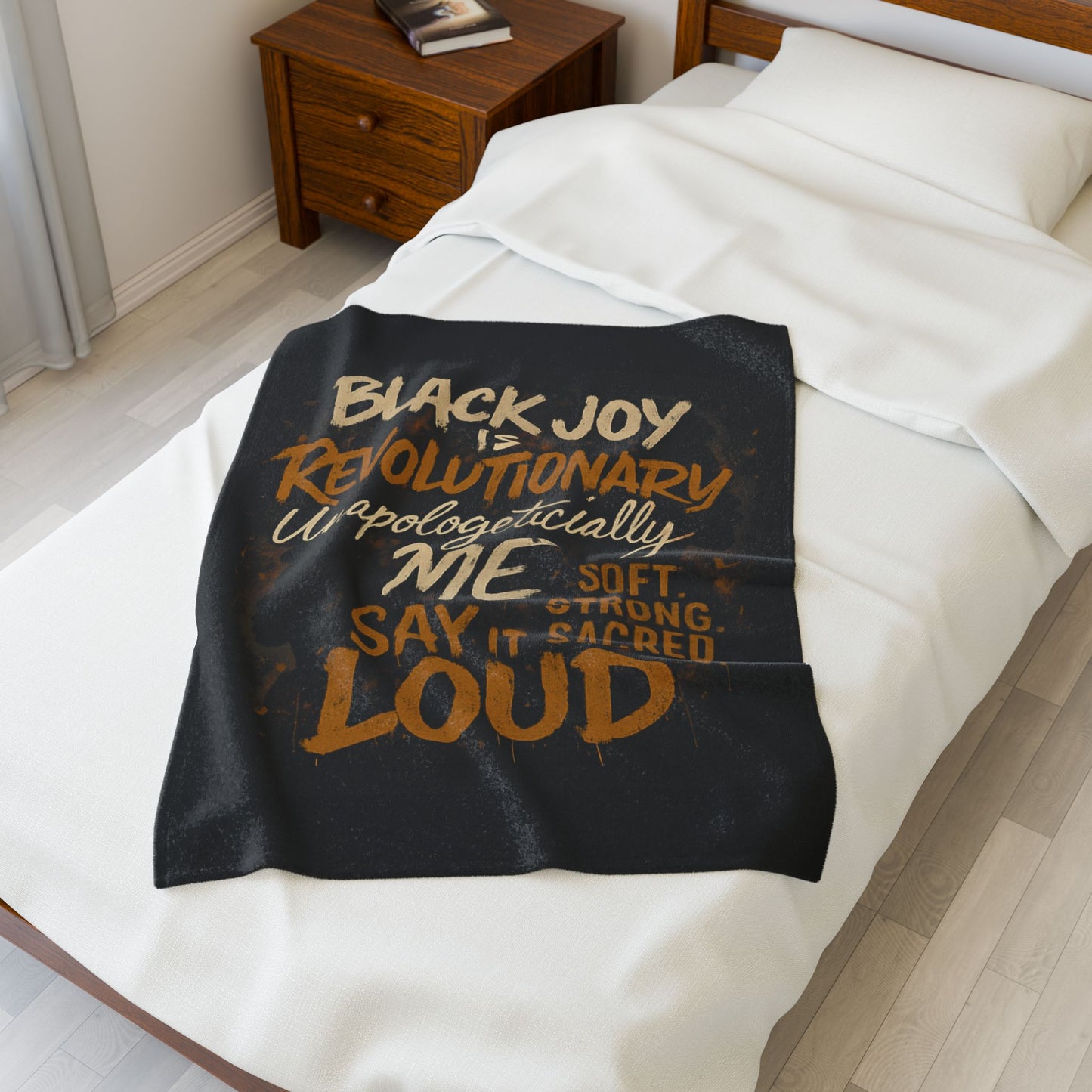 Black Joy Revolutionary Plush Blanket. Cozy Home Decor, Inspirational Gift, Soft Throw Blanket, Warm Blanket for All Occasions
