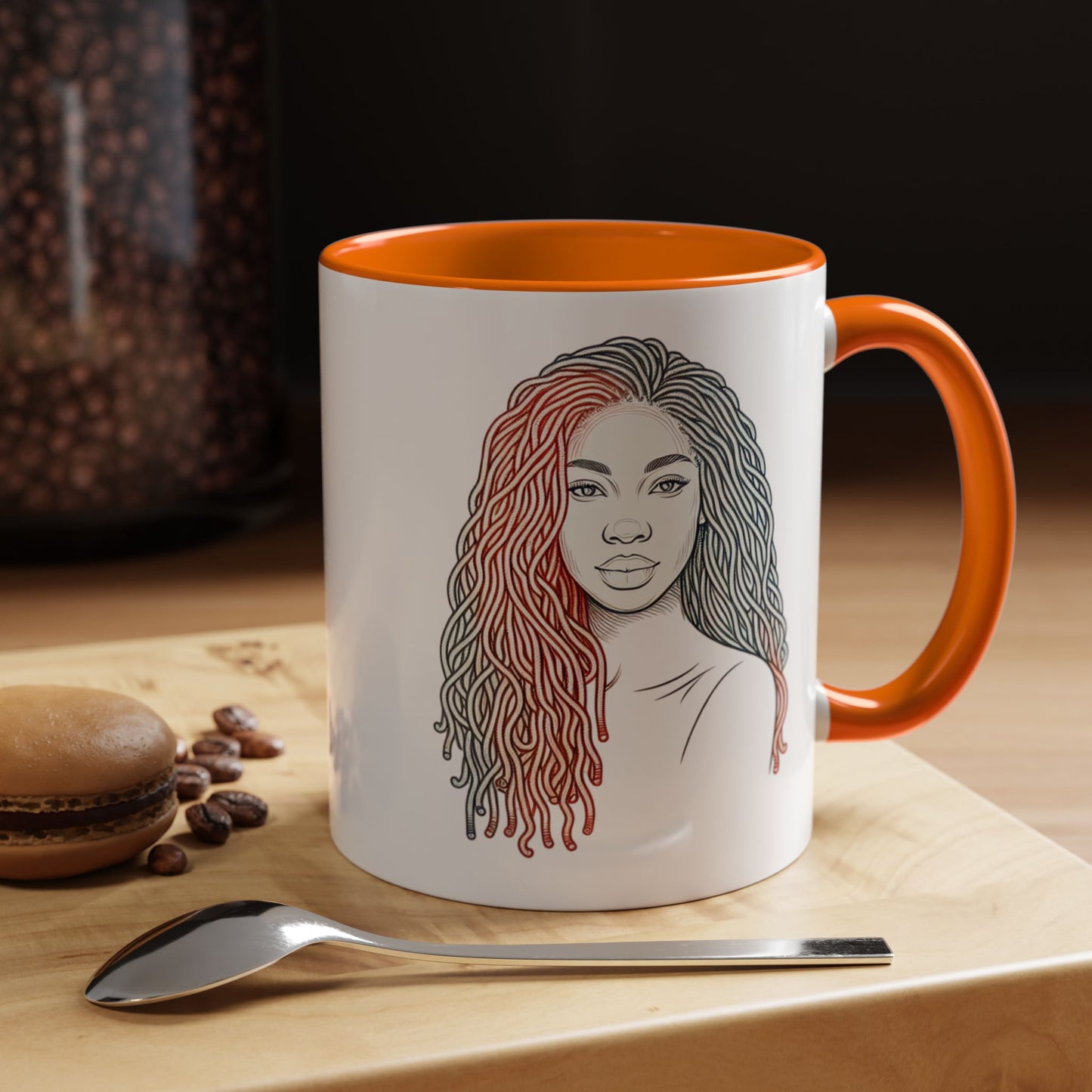 Artistic Accent Coffee Mug. Afrocentric Gift Afro Hair Black American African Girl
