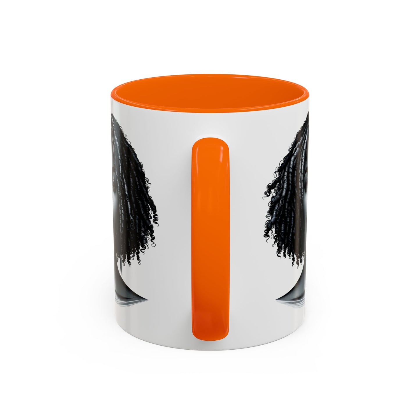 Elegant Black Woman Accent Coffee Mug. Afrocentric Gift for Coffee Lovers, Afro Hair Black American African Girl