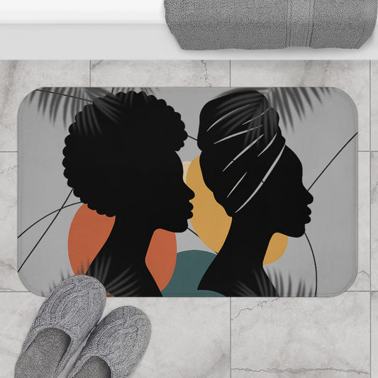 Chic Afro Silhouette Bath Mat, Artistic Bathroom Decor, Stylish Floor Mat, Home Spa Gift, Modern Boho Shower Rug